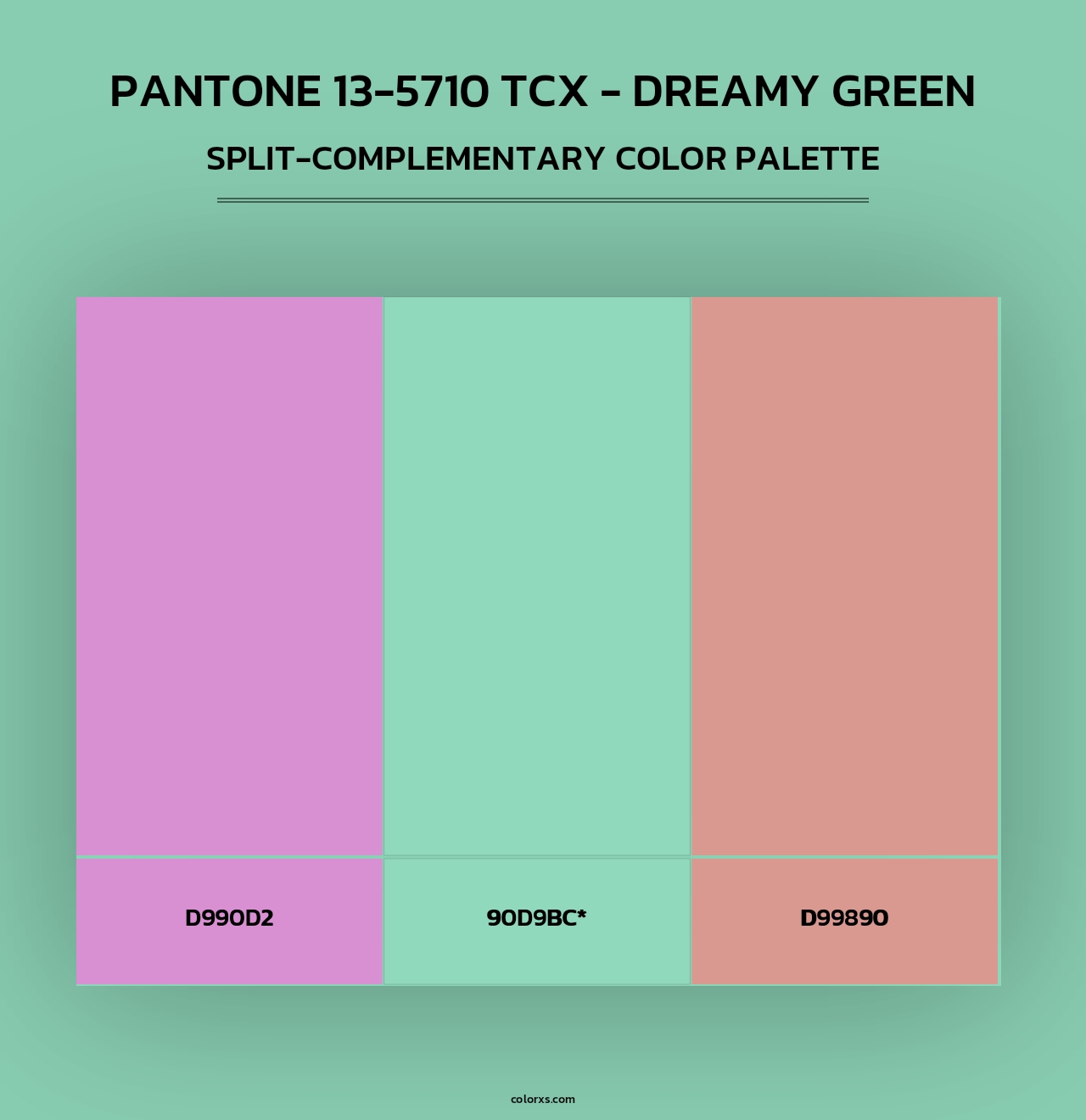 PANTONE 13-5710 TCX - Dreamy Green - Split-Complementary Color Palette