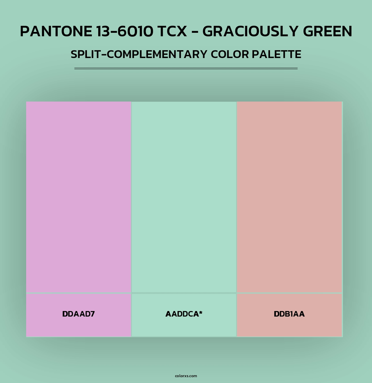 PANTONE 13-6010 TCX - Graciously Green - Split-Complementary Color Palette