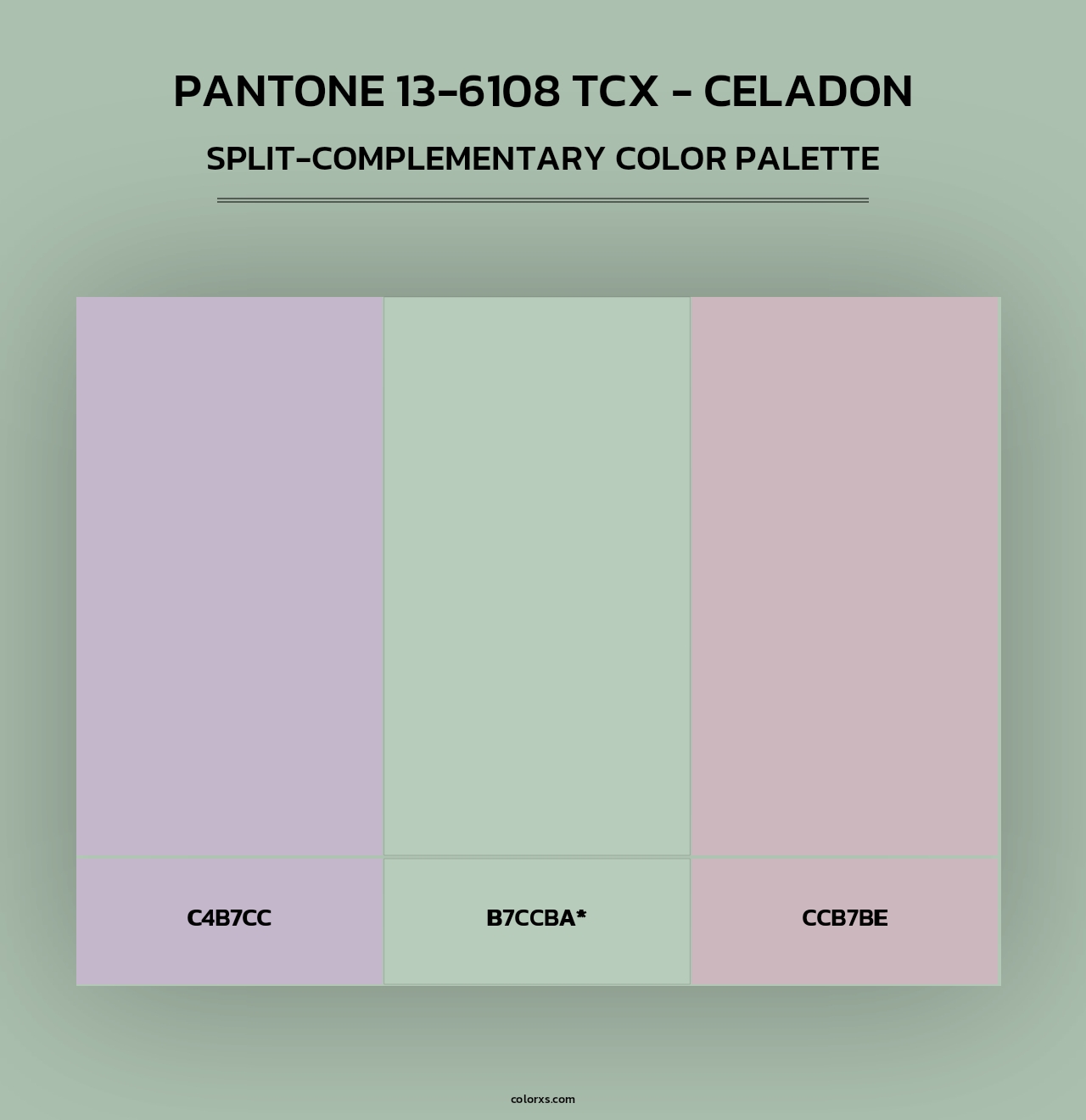 Pantone 13-6108 TCX - Celadon - Split-Complementary Color Palette