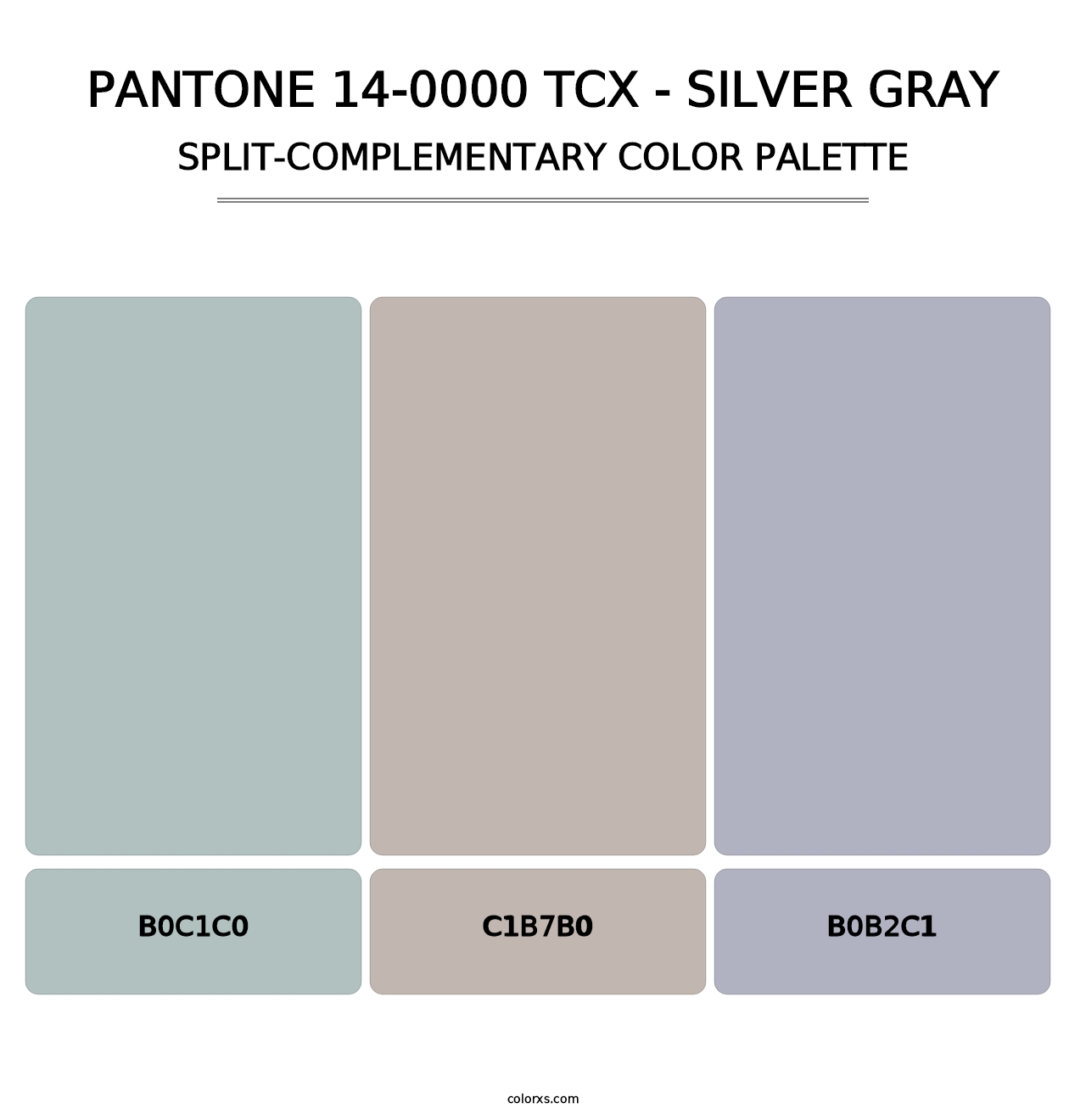 PANTONE 14-0000 TCX - Silver Gray - Split-Complementary Color Palette
