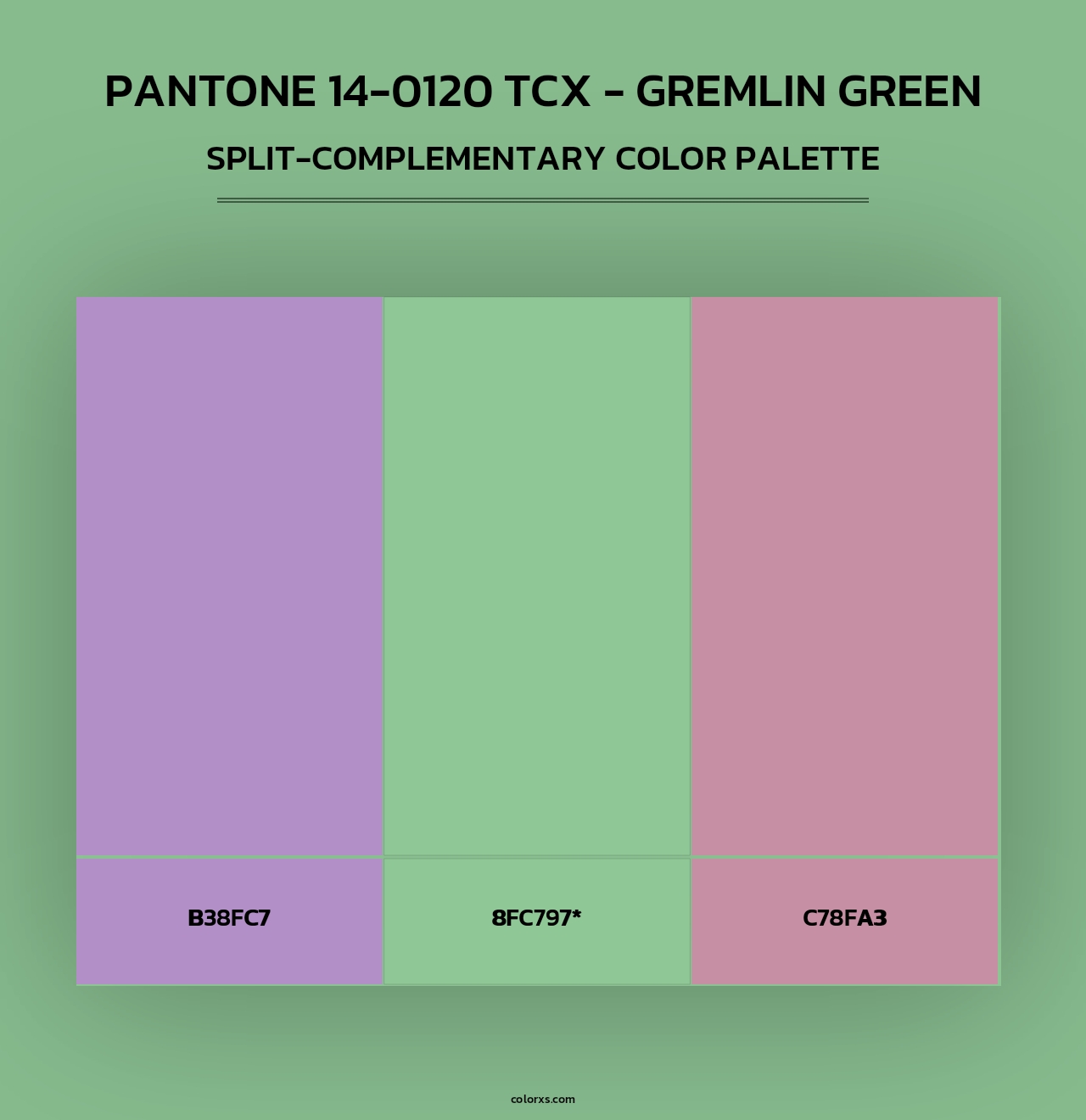Pantone 14-0120 TCX - Gremlin Green - Split-Complementary Color Palette