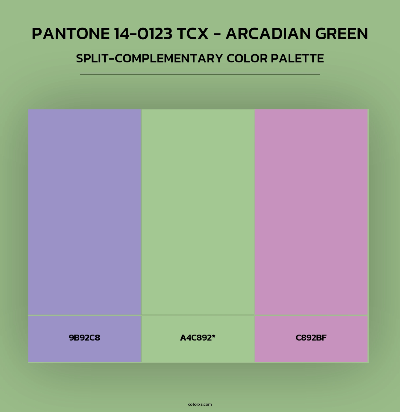 PANTONE 14-0123 TCX - Arcadian Green - Split-Complementary Color Palette