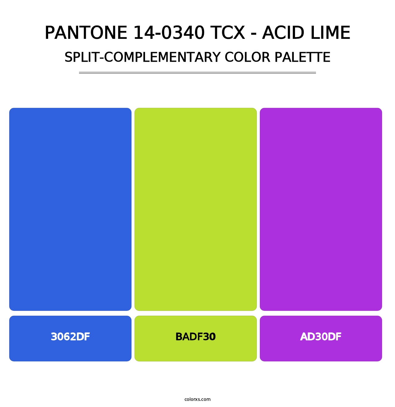 PANTONE 14-0340 TCX - Acid Lime - Split-Complementary Color Palette
