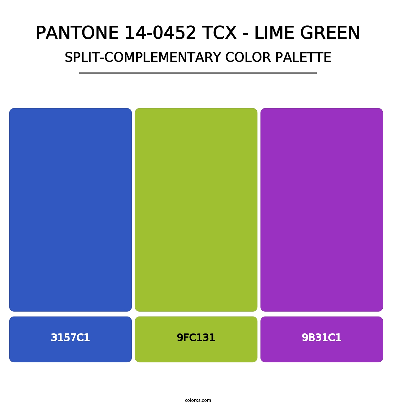 PANTONE 14-0452 TCX - Lime Green - Split-Complementary Color Palette