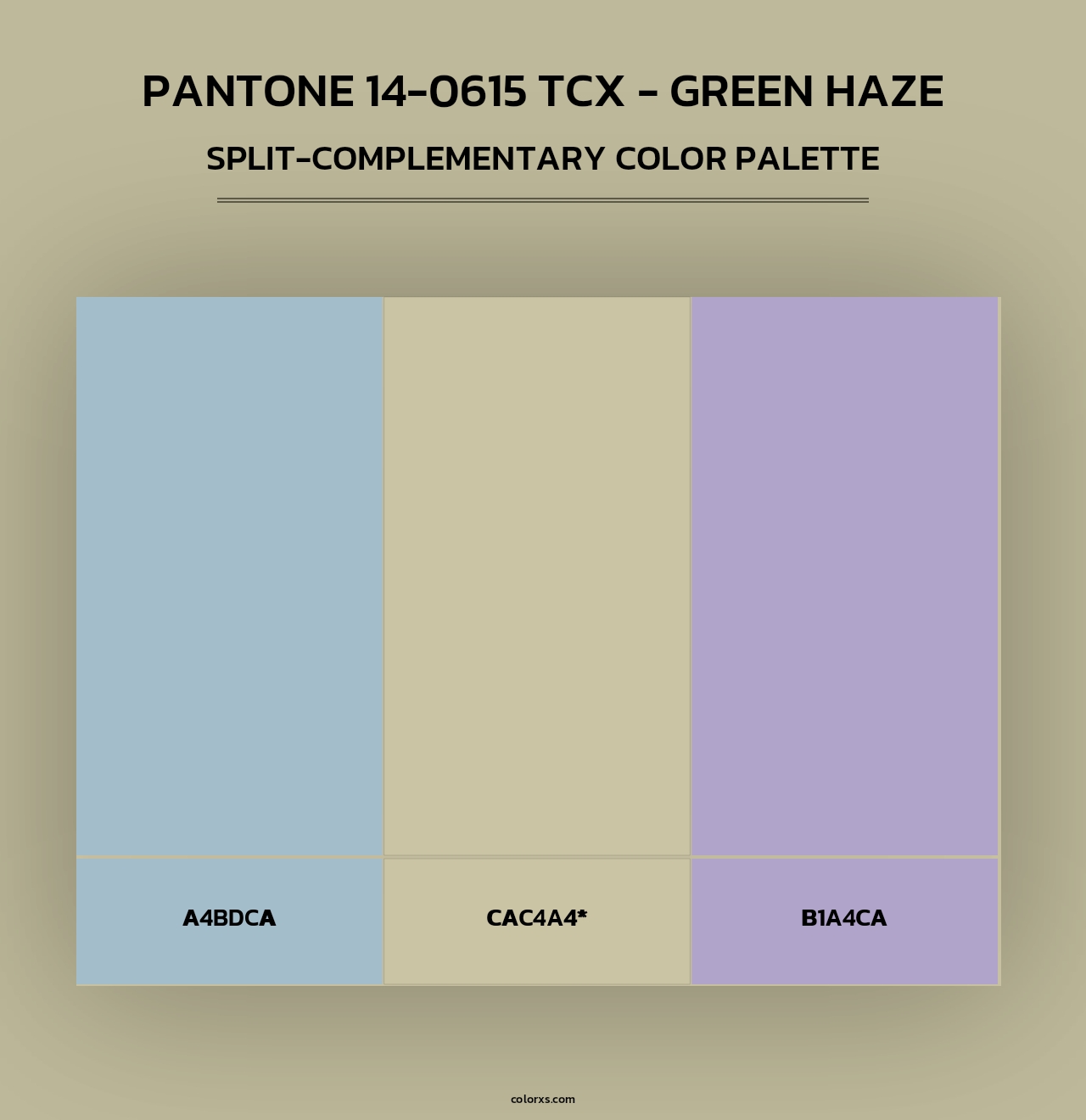 PANTONE 14-0615 TCX - Green Haze - Split-Complementary Color Palette