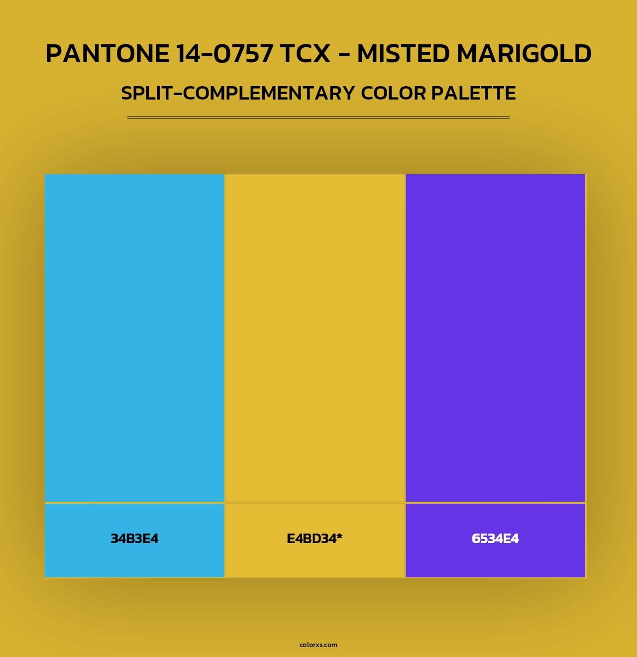 PANTONE 14-0757 TCX - Misted Marigold - Split-Complementary Color Palette