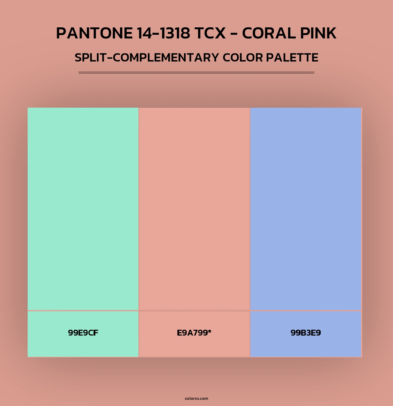 PANTONE 14-1318 TCX - Coral Pink - Split-Complementary Color Palette