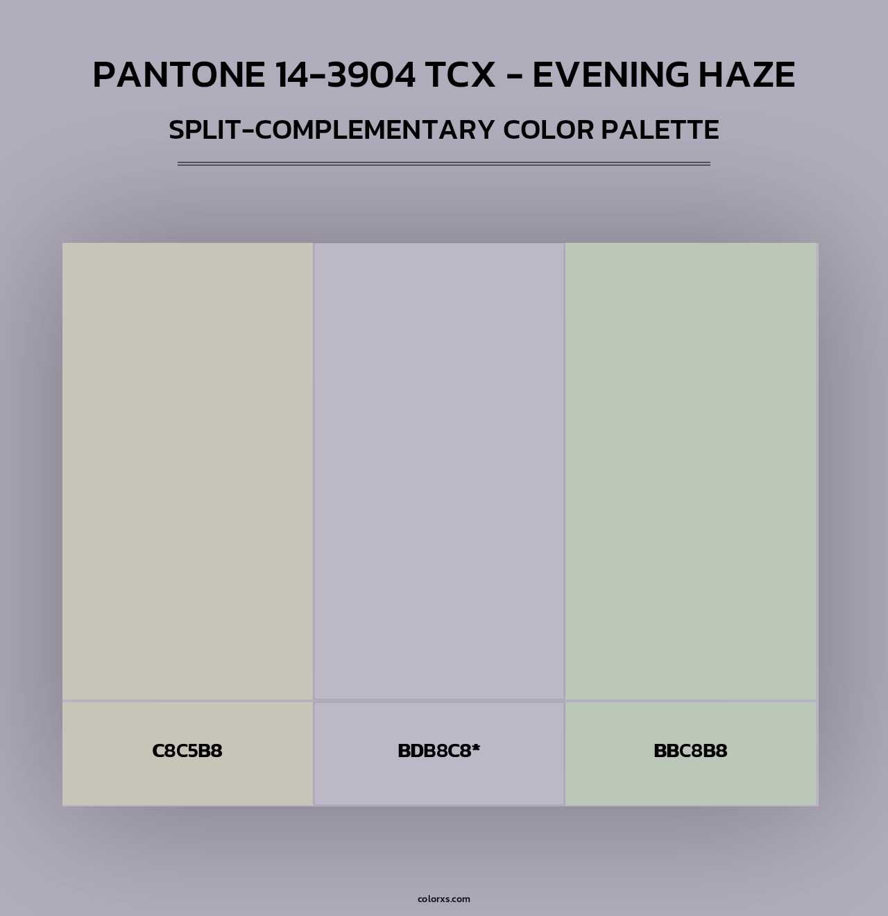 PANTONE 14-3904 TCX - Evening Haze - Split-Complementary Color Palette