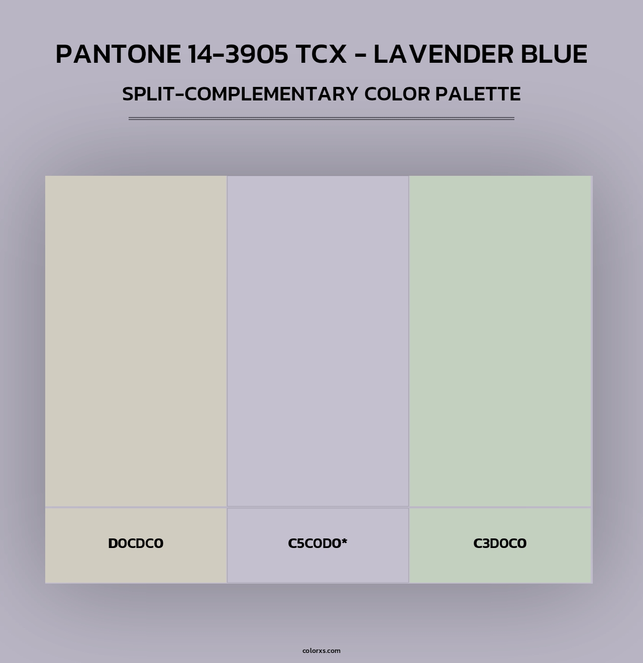 PANTONE 14-3905 TCX - Lavender Blue - Split-Complementary Color Palette