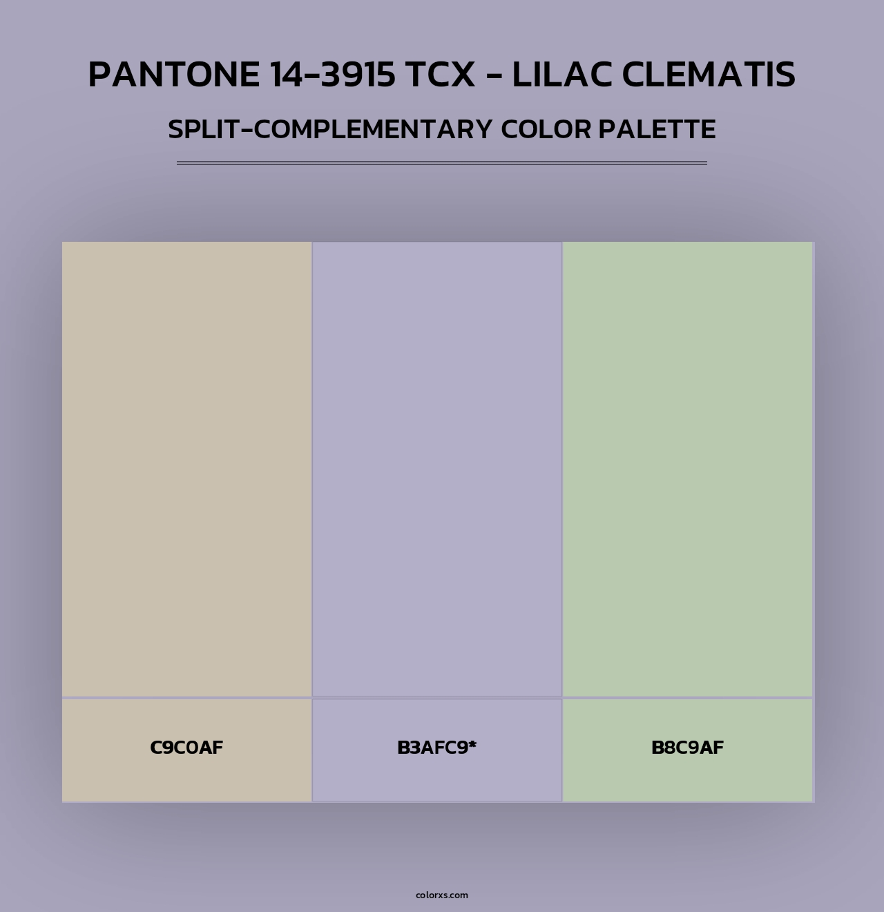 PANTONE 14-3915 TCX - Lilac Clematis - Split-Complementary Color Palette