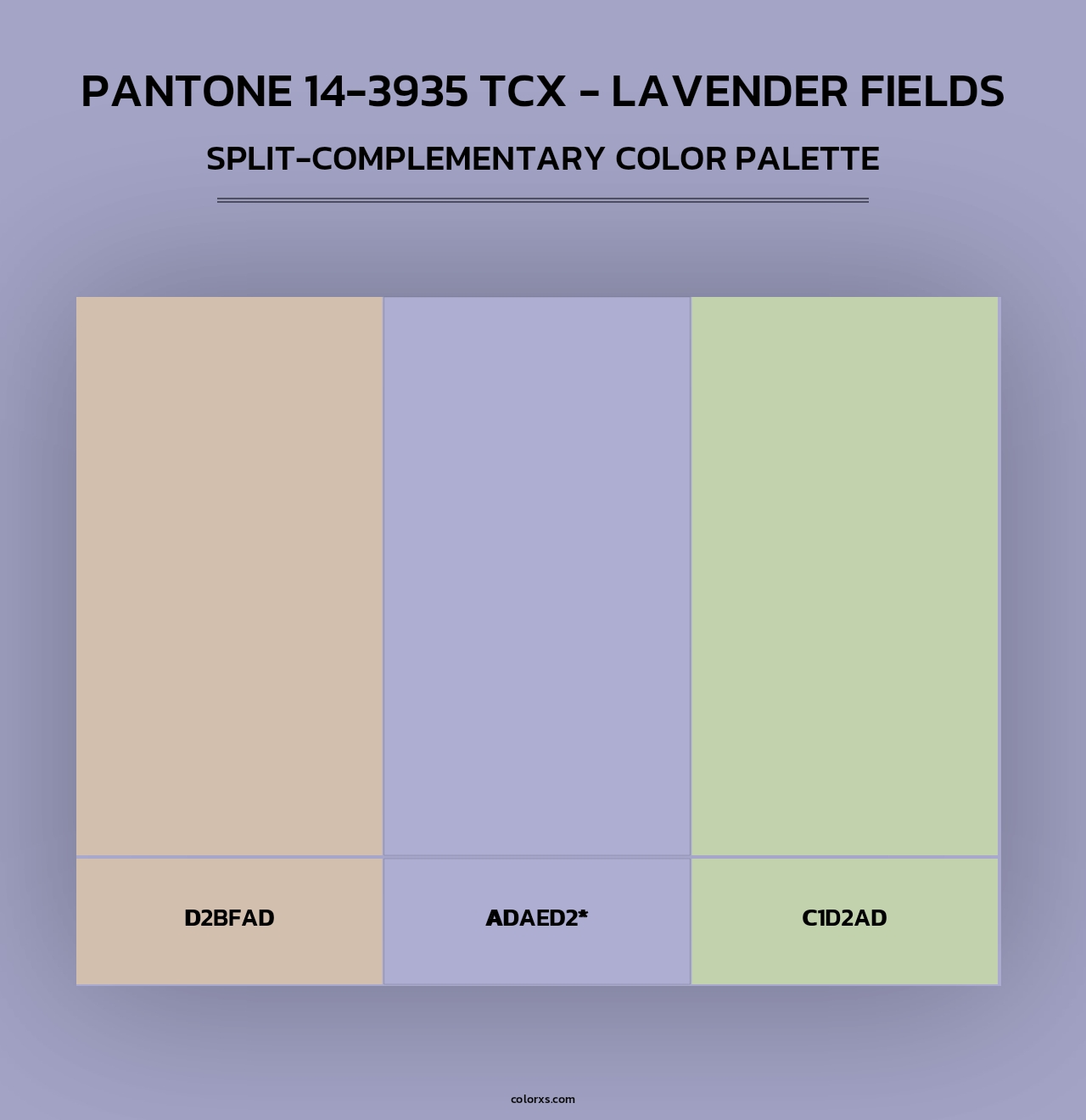 Pantone 14-3935 TCX - Lavender Fields - Split-Complementary Color Palette