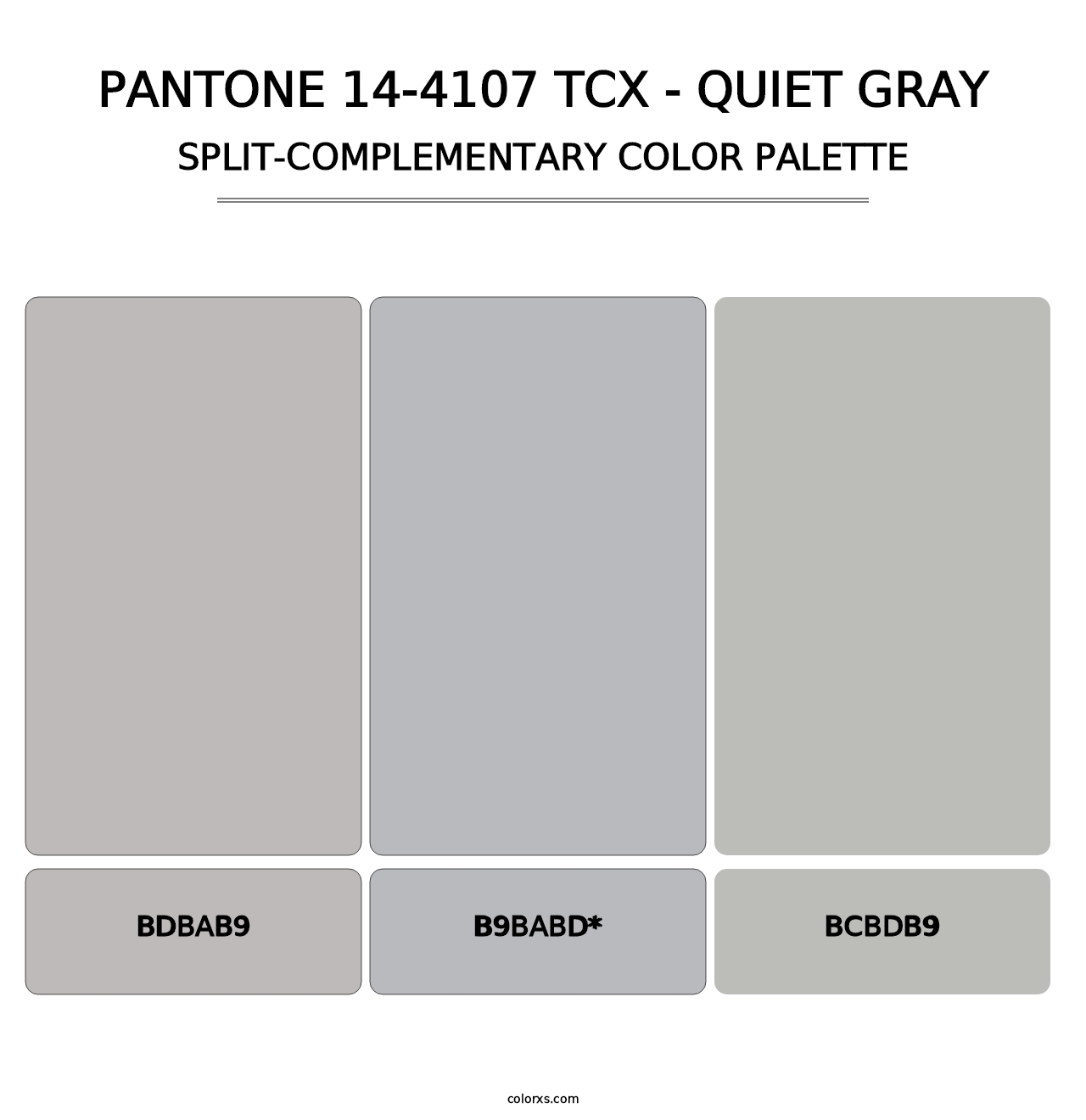 PANTONE 14-4107 TCX - Quiet Gray - Split-Complementary Color Palette