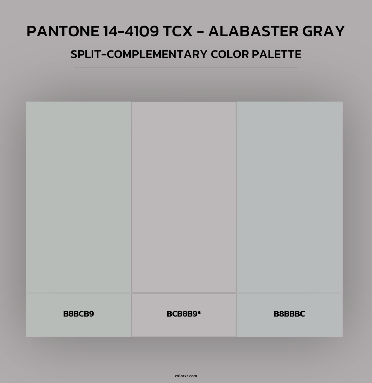 Pantone 14-4109 TCX - Alabaster Gray - Split-Complementary Color Palette