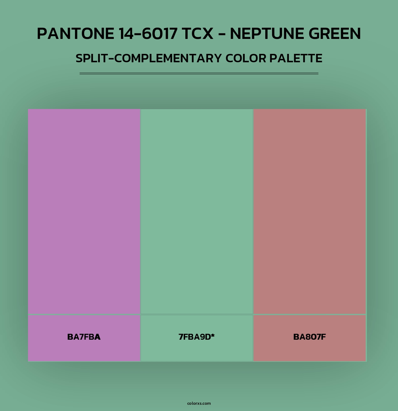 Pantone 14-6017 TCX - Neptune Green - Split-Complementary Color Palette