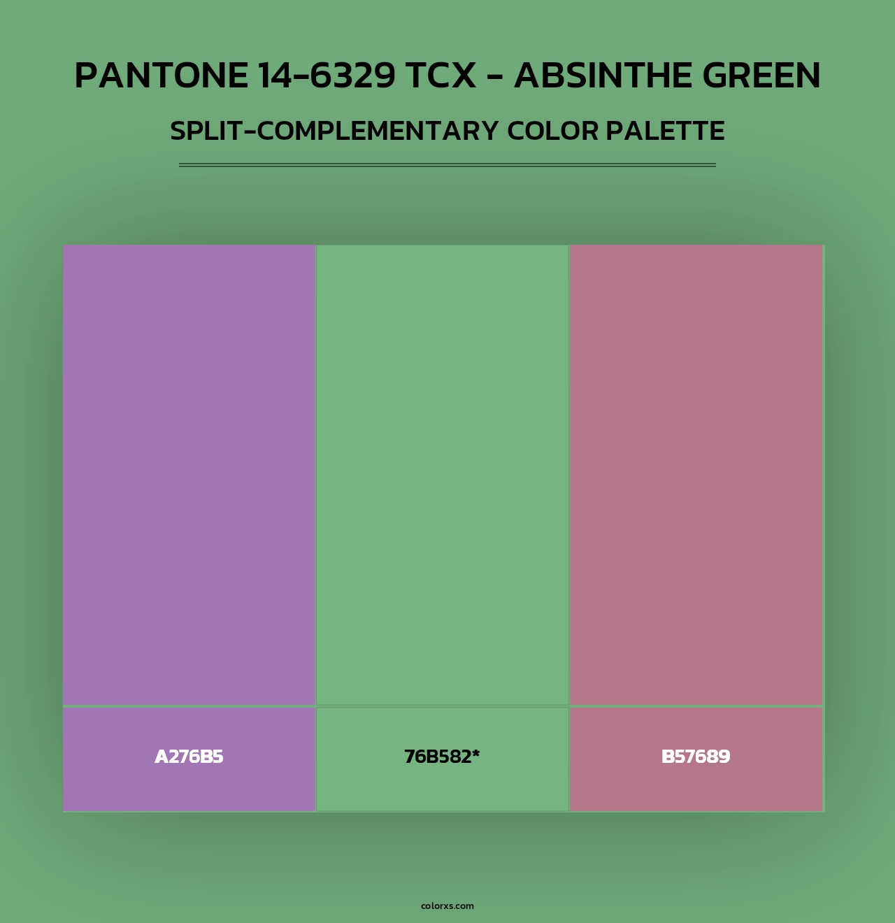 PANTONE 14-6329 TCX - Absinthe Green - Split-Complementary Color Palette