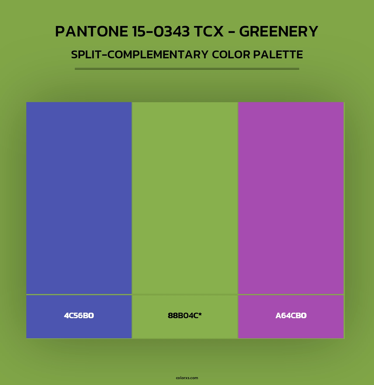 PANTONE 15-0343 TCX - Greenery - Split-Complementary Color Palette