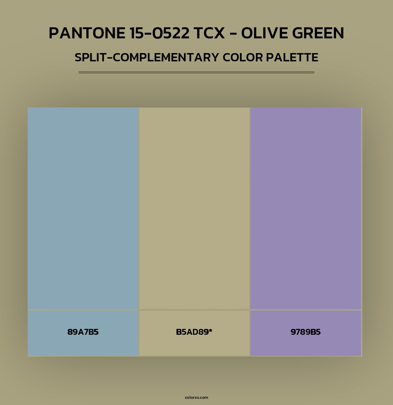 Pantone 15-0522 TCX - Olive Green - Split-Complementary Color Palette