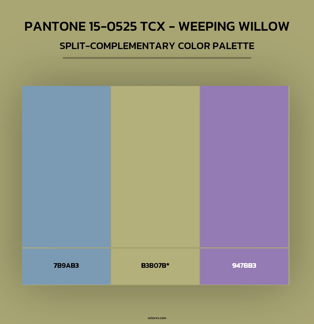 Pantone 15-0525 TCX - Weeping Willow - Split-Complementary Color Palette