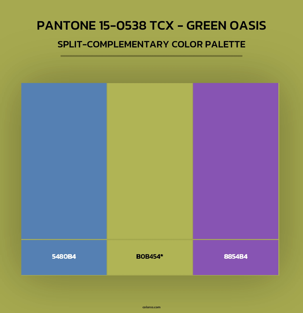 PANTONE 15-0538 TCX - Green Oasis - Split-Complementary Color Palette