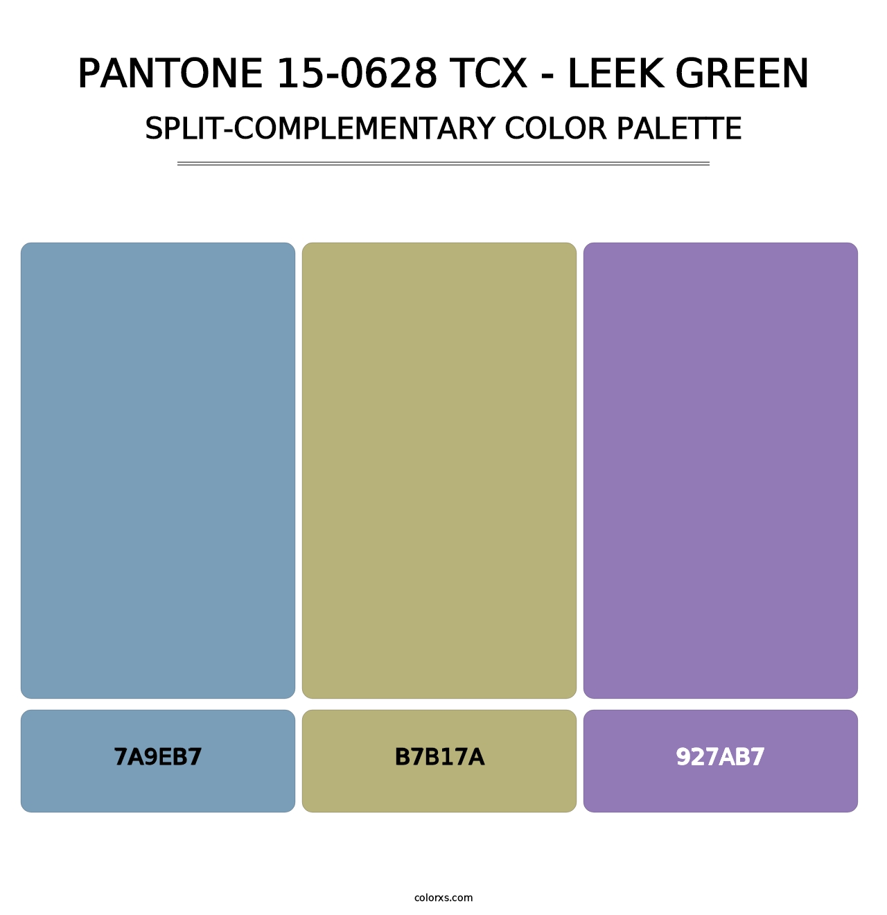PANTONE 15-0628 TCX - Leek Green - Split-Complementary Color Palette