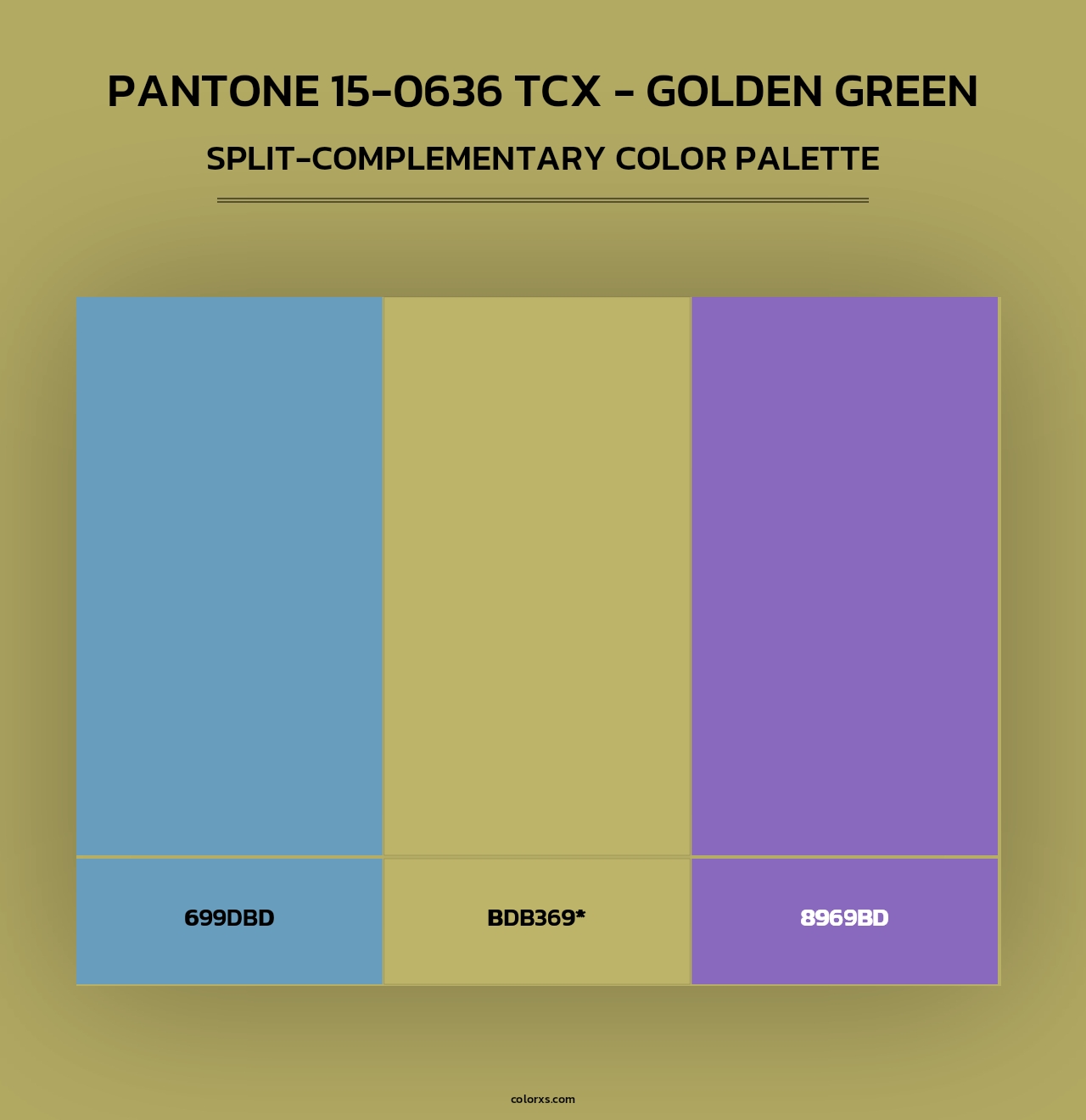 PANTONE 15-0636 TCX - Golden Green - Split-Complementary Color Palette