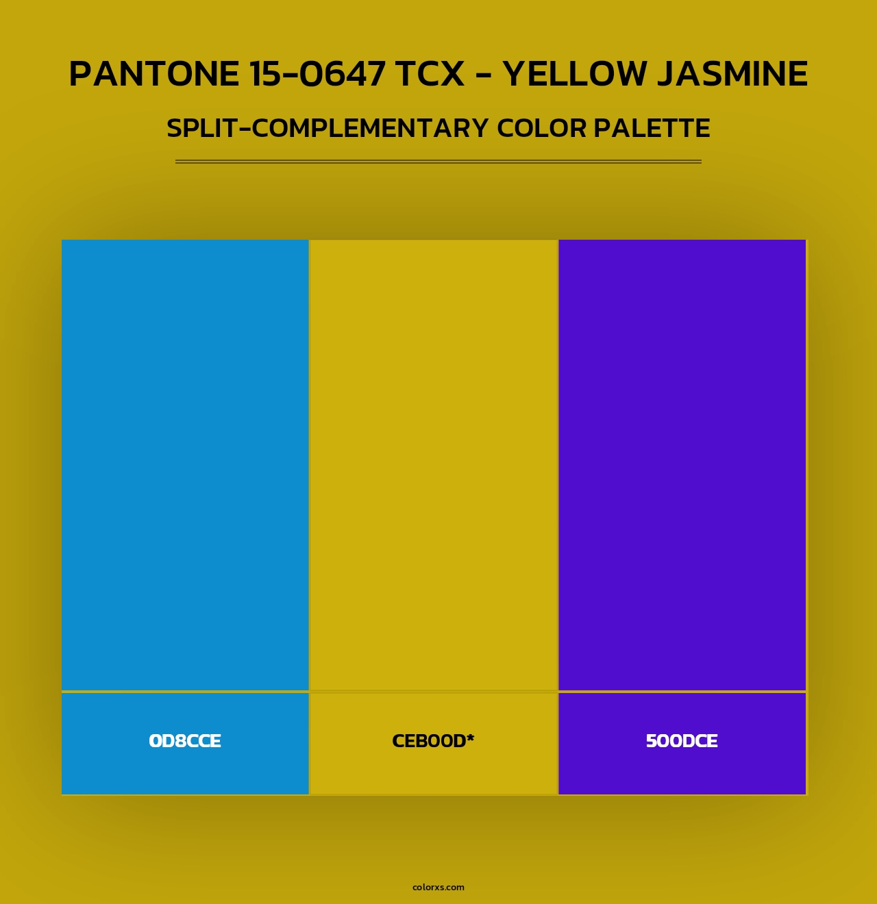 PANTONE 15-0647 TCX - Yellow Jasmine - Split-Complementary Color Palette