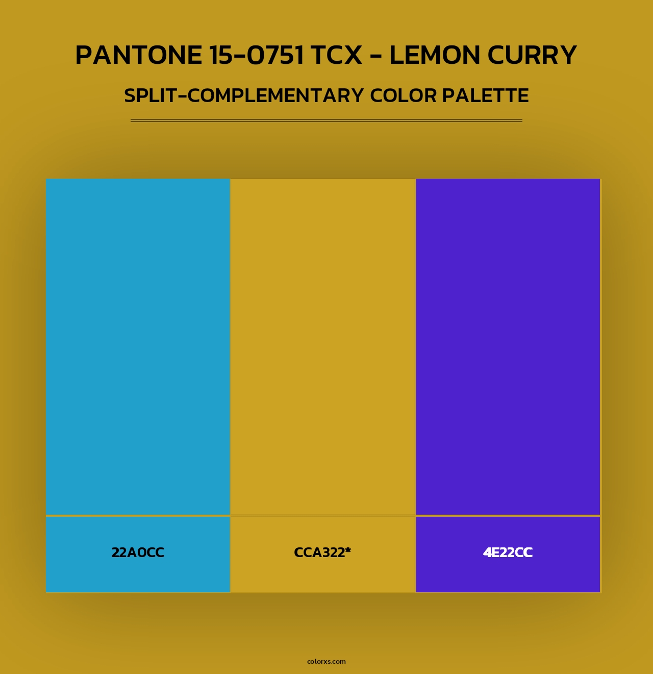 Pantone 15-0751 TCX - Lemon Curry - Split-Complementary Color Palette