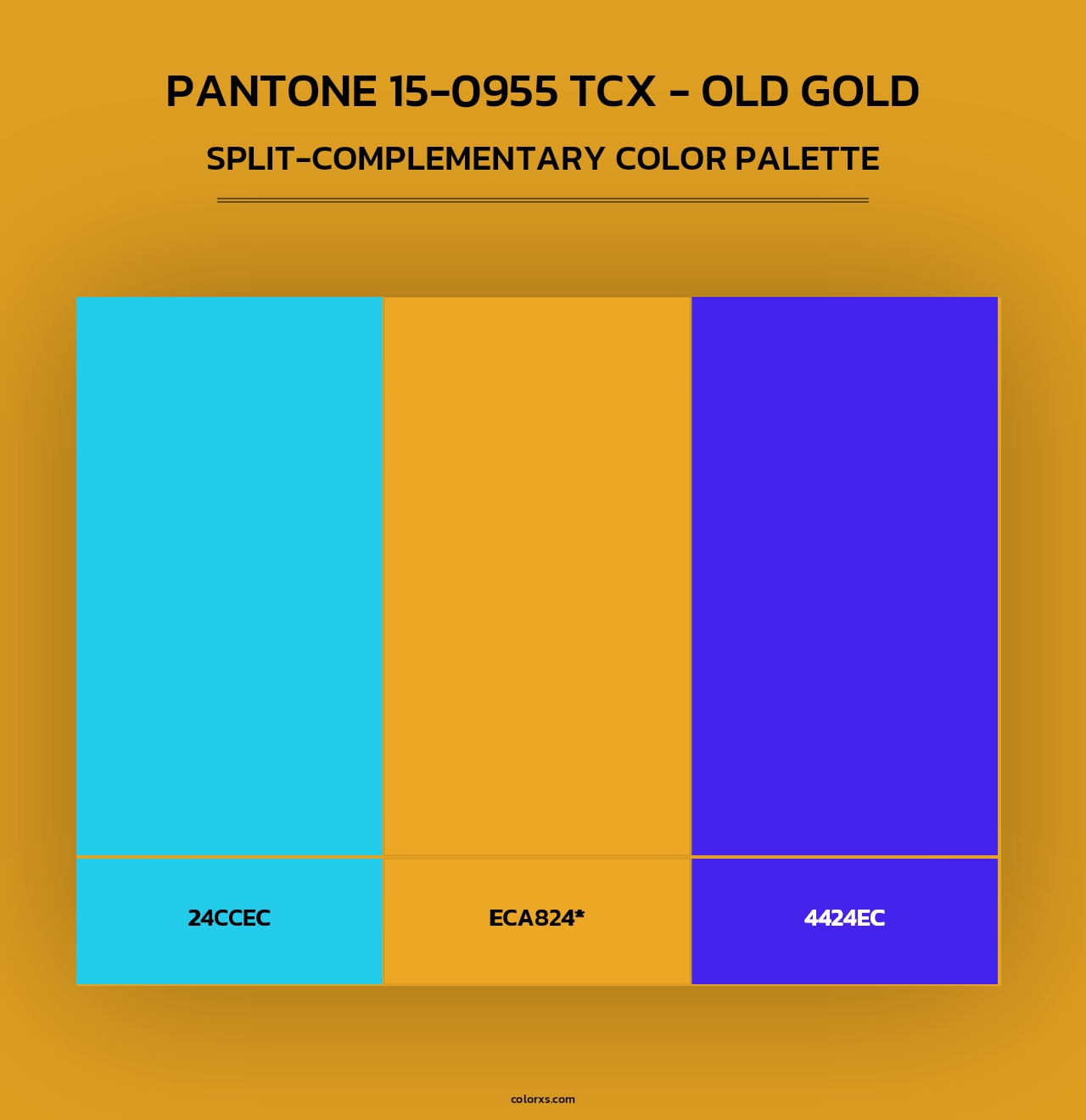 PANTONE 15-0955 TCX - Old Gold - Split-Complementary Color Palette
