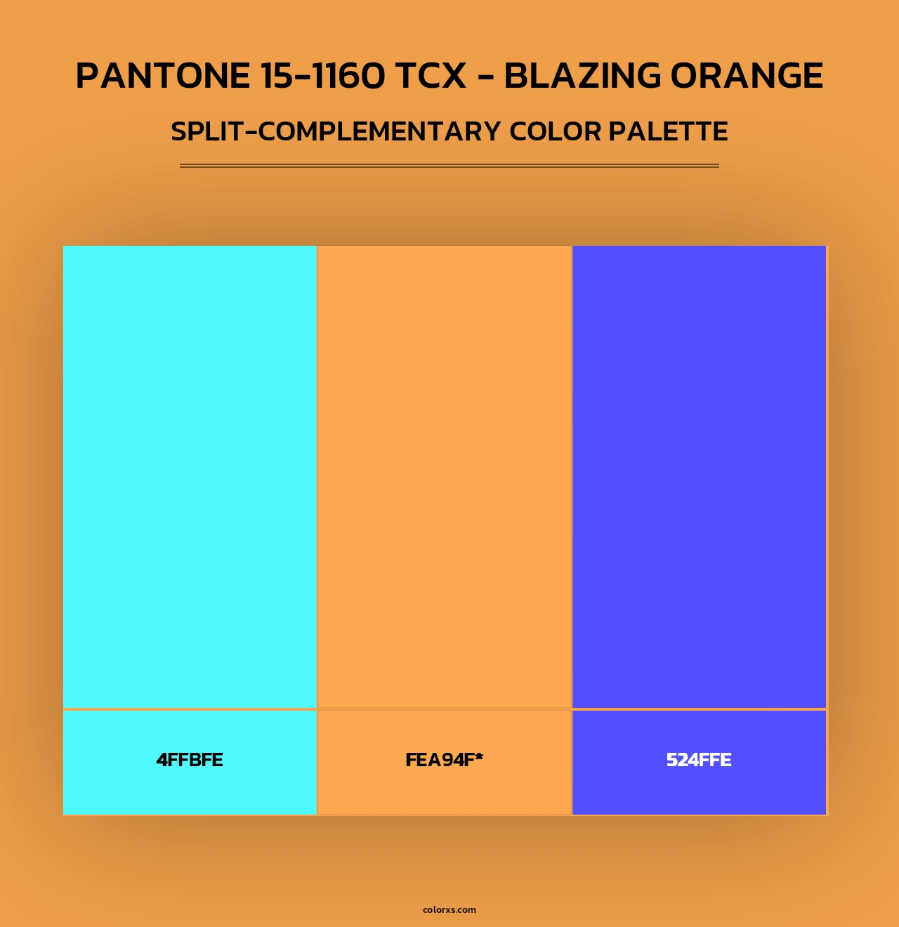 PANTONE 15-1160 TCX - Blazing Orange - Split-Complementary Color Palette