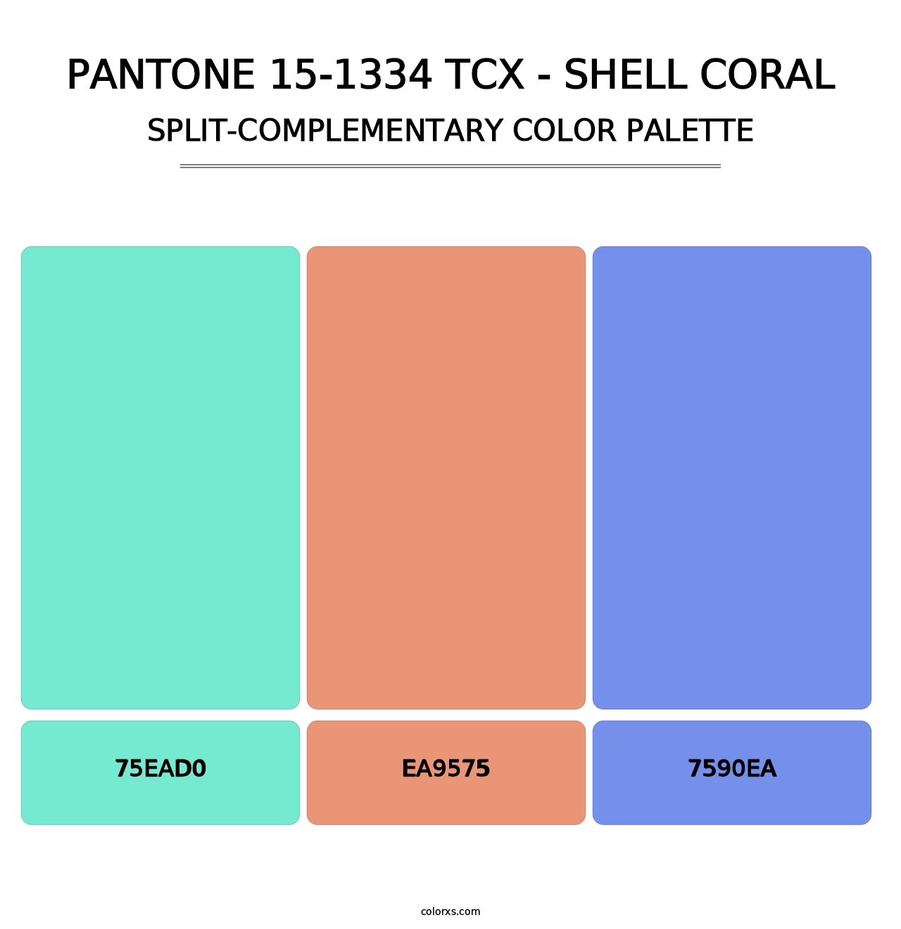 PANTONE 15-1334 TCX - Shell Coral - Split-Complementary Color Palette