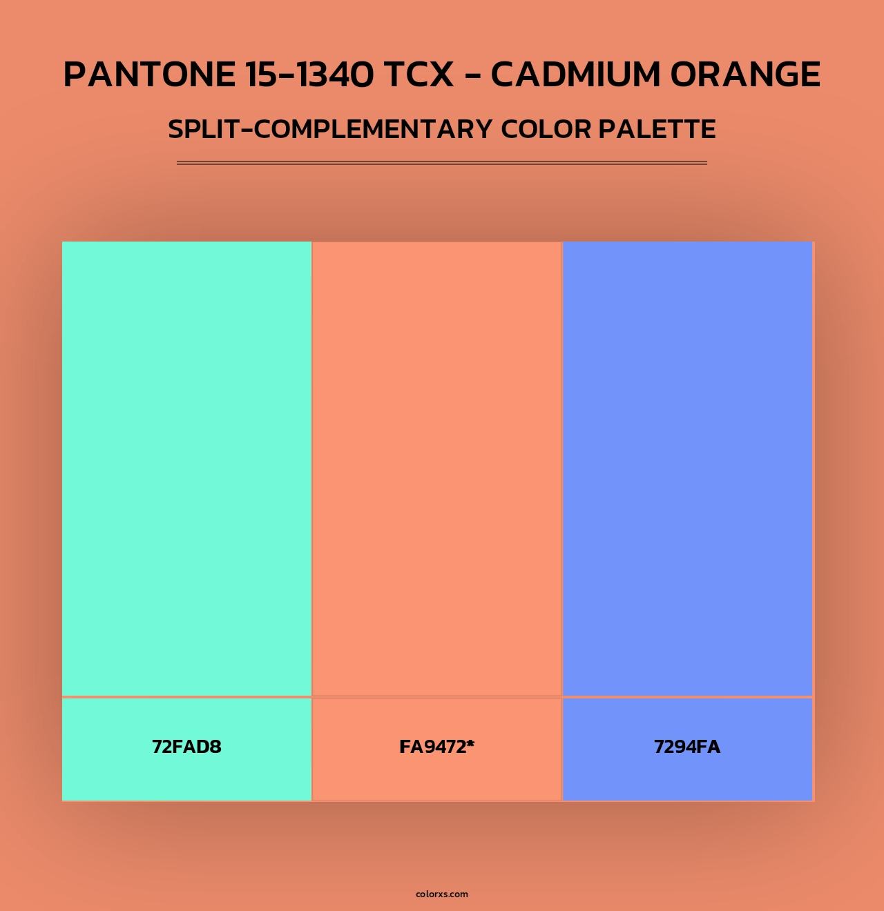 PANTONE 15-1340 TCX - Cadmium Orange - Split-Complementary Color Palette