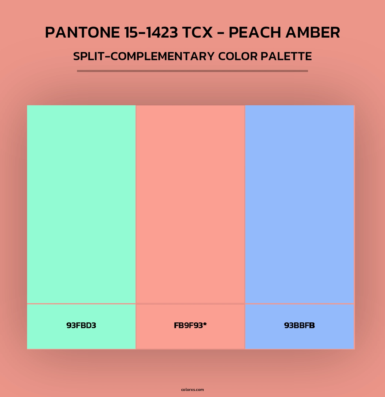 PANTONE 15-1423 TCX - Peach Amber - Split-Complementary Color Palette