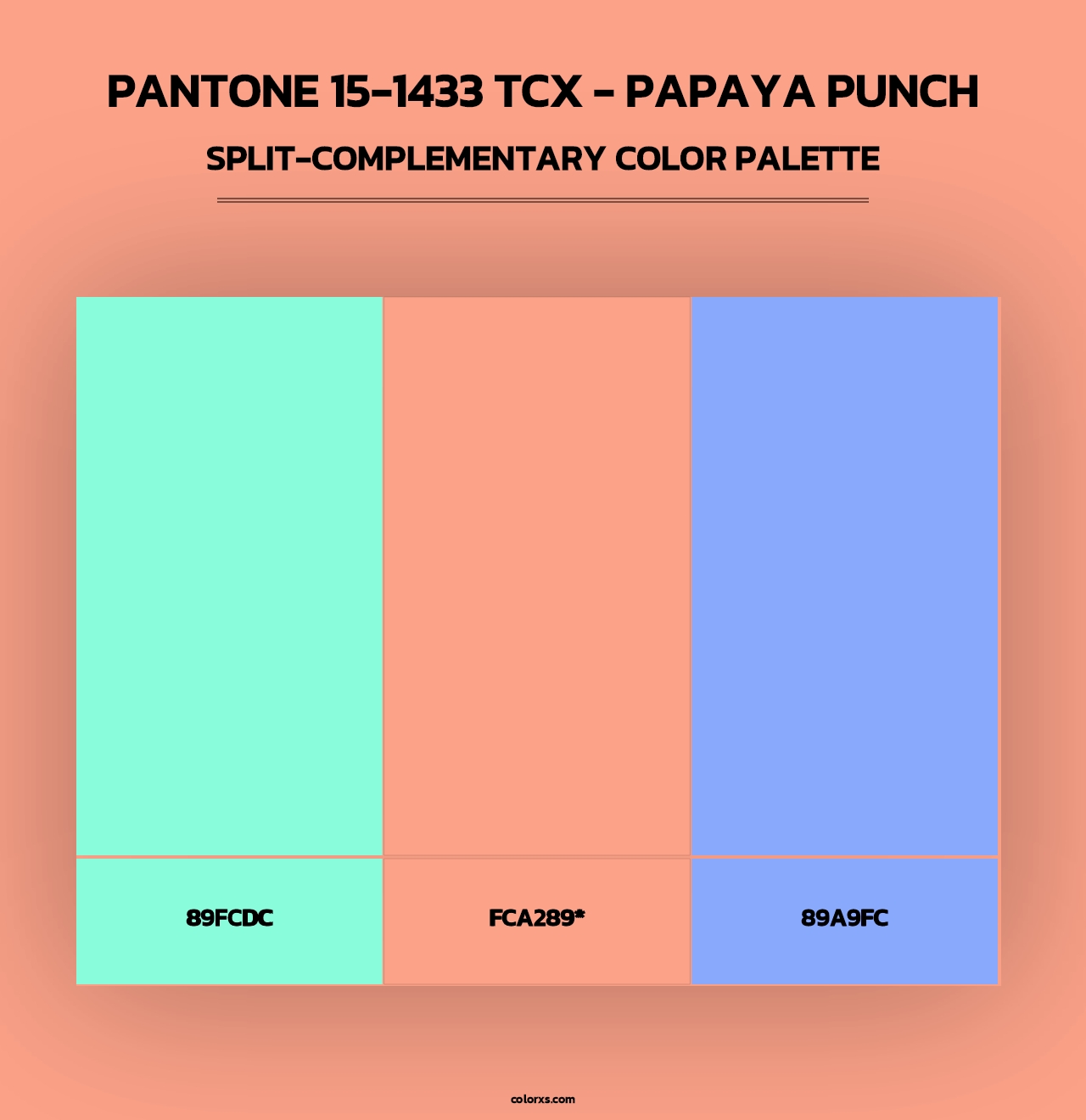 PANTONE 15-1433 TCX - Papaya Punch - Split-Complementary Color Palette