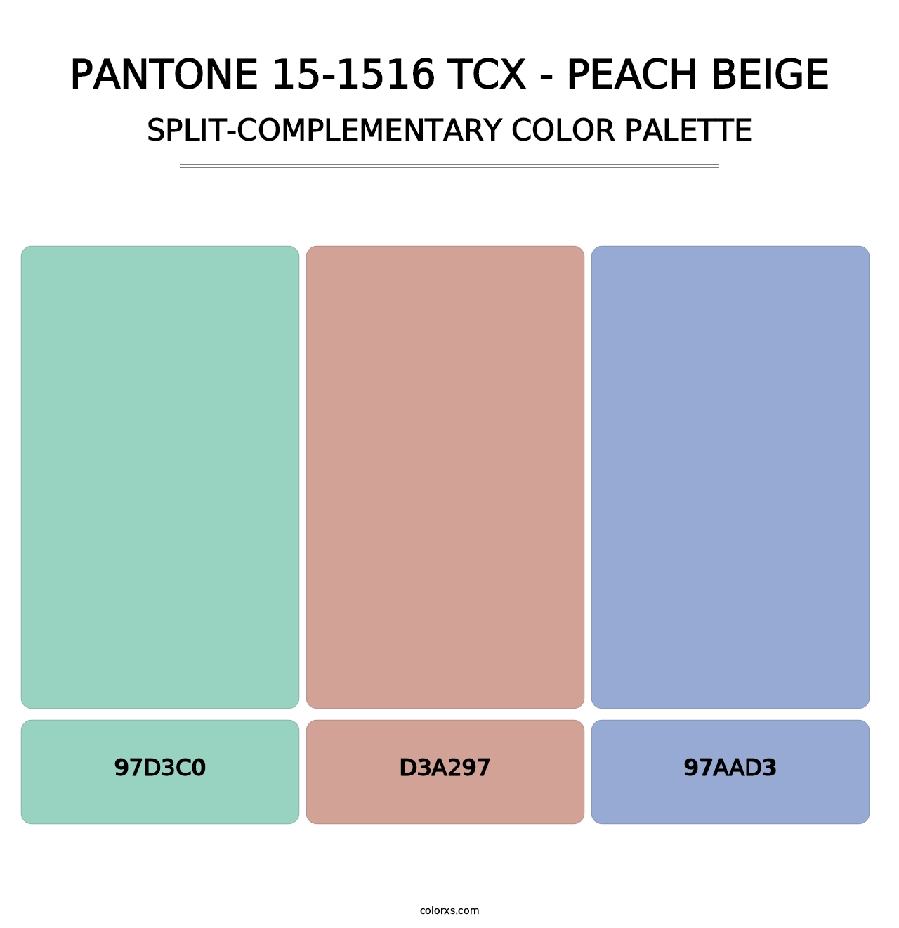 PANTONE 15-1516 TCX - Peach Beige - Split-Complementary Color Palette