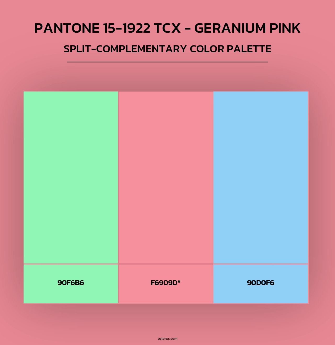 PANTONE 15-1922 TCX - Geranium Pink - Split-Complementary Color Palette