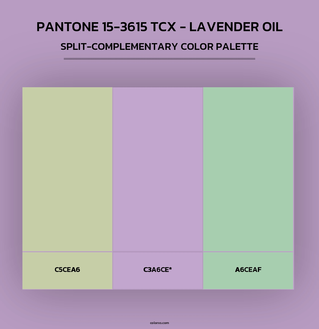 PANTONE 15-3615 TCX - Lavender Oil - Split-Complementary Color Palette