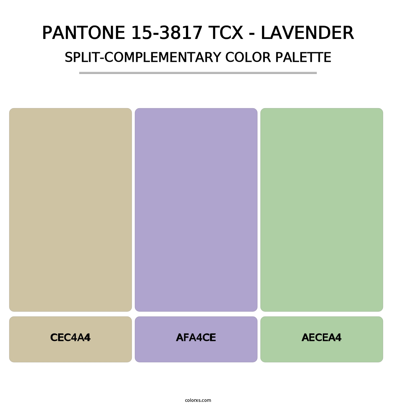 PANTONE 15-3817 TCX - Lavender - Split-Complementary Color Palette