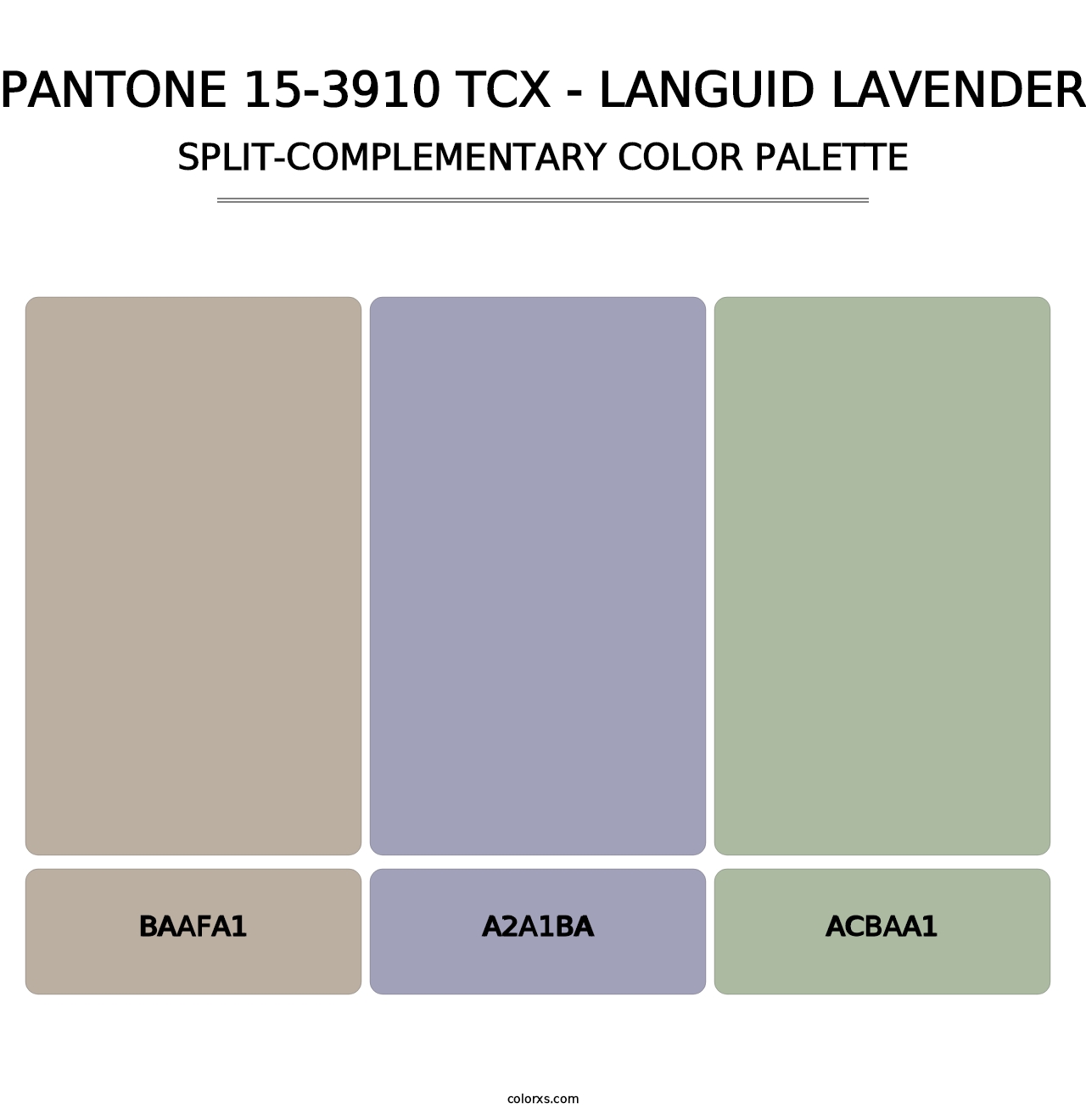 PANTONE 15-3910 TCX - Languid Lavender - Split-Complementary Color Palette