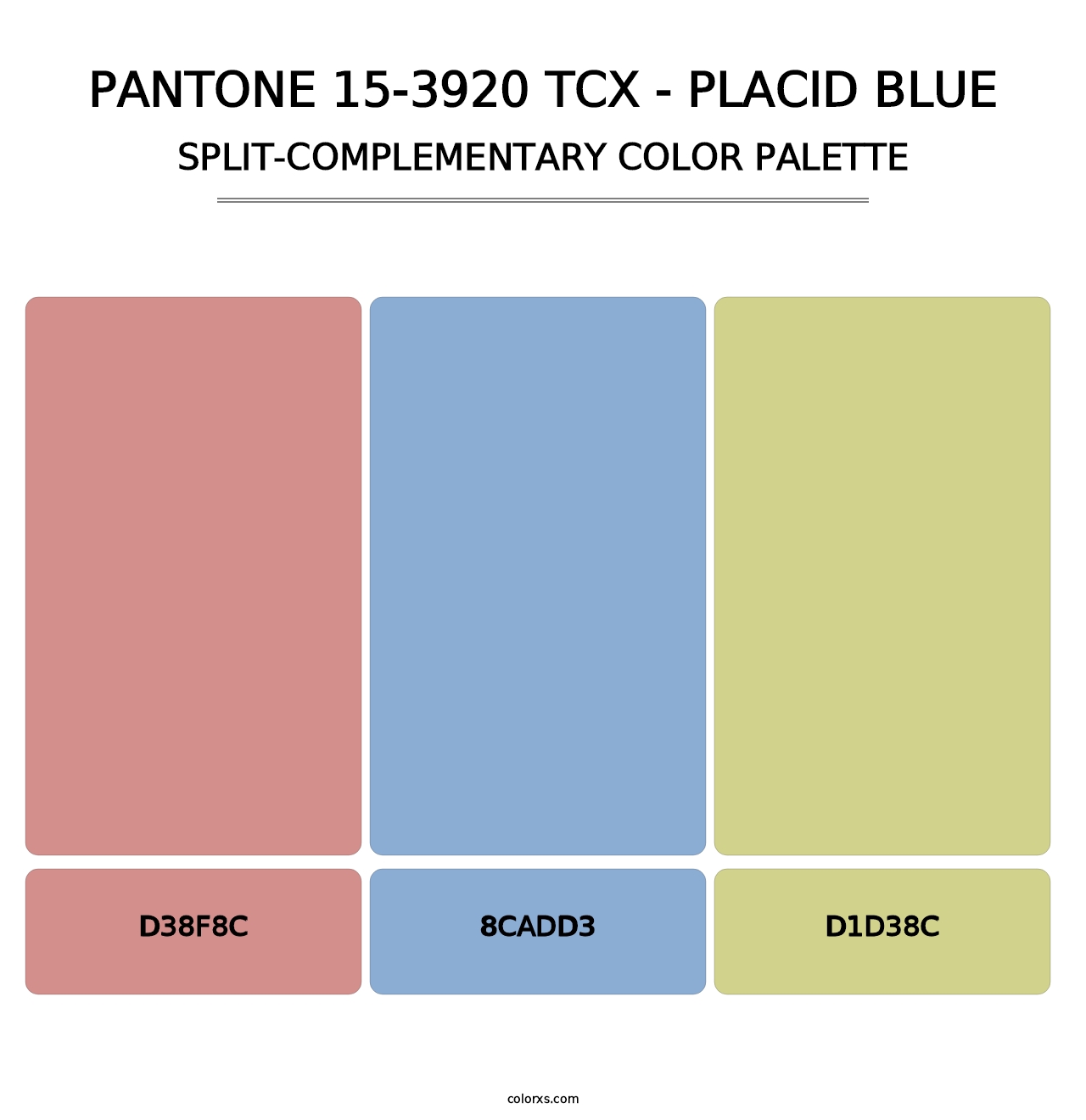 PANTONE 15-3920 TCX - Placid Blue - Split-Complementary Color Palette