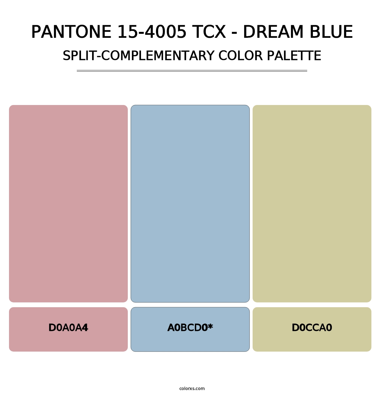 PANTONE 15-4005 TCX - Dream Blue - Split-Complementary Color Palette