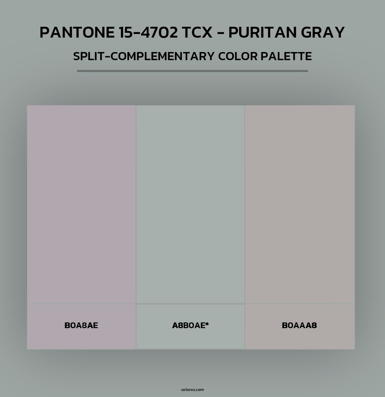 PANTONE 15-4702 TCX - Puritan Gray - Split-Complementary Color Palette