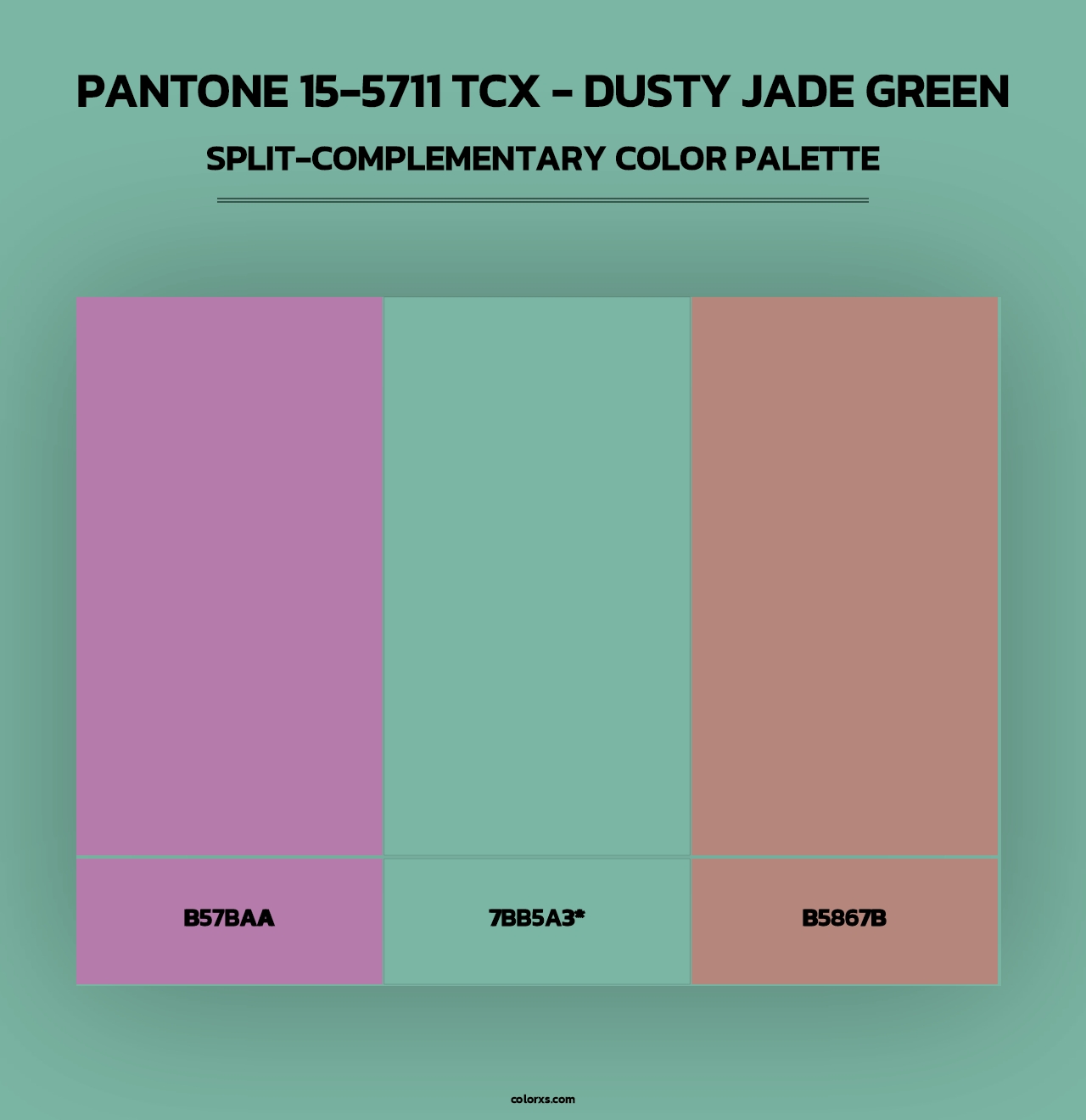 PANTONE 15-5711 TCX - Dusty Jade Green - Split-Complementary Color Palette