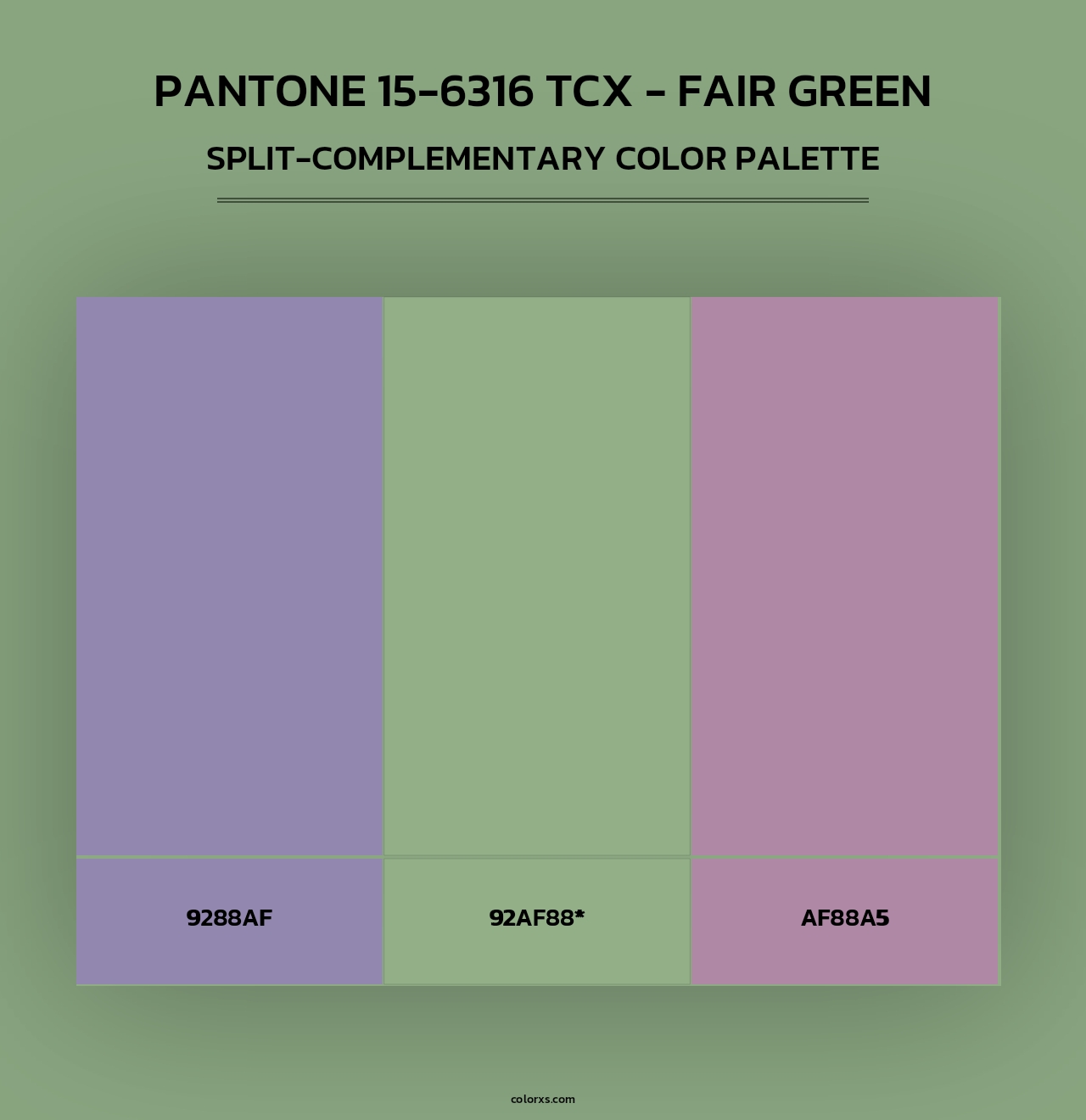 PANTONE 15-6316 TCX - Fair Green - Split-Complementary Color Palette