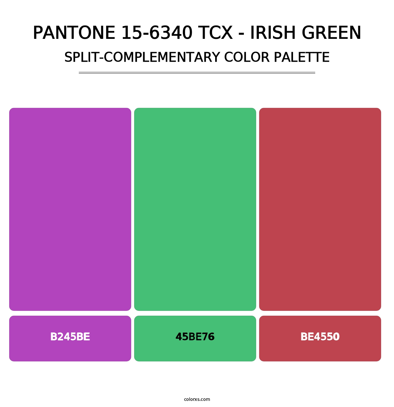 PANTONE 15-6340 TCX - Irish Green - Split-Complementary Color Palette