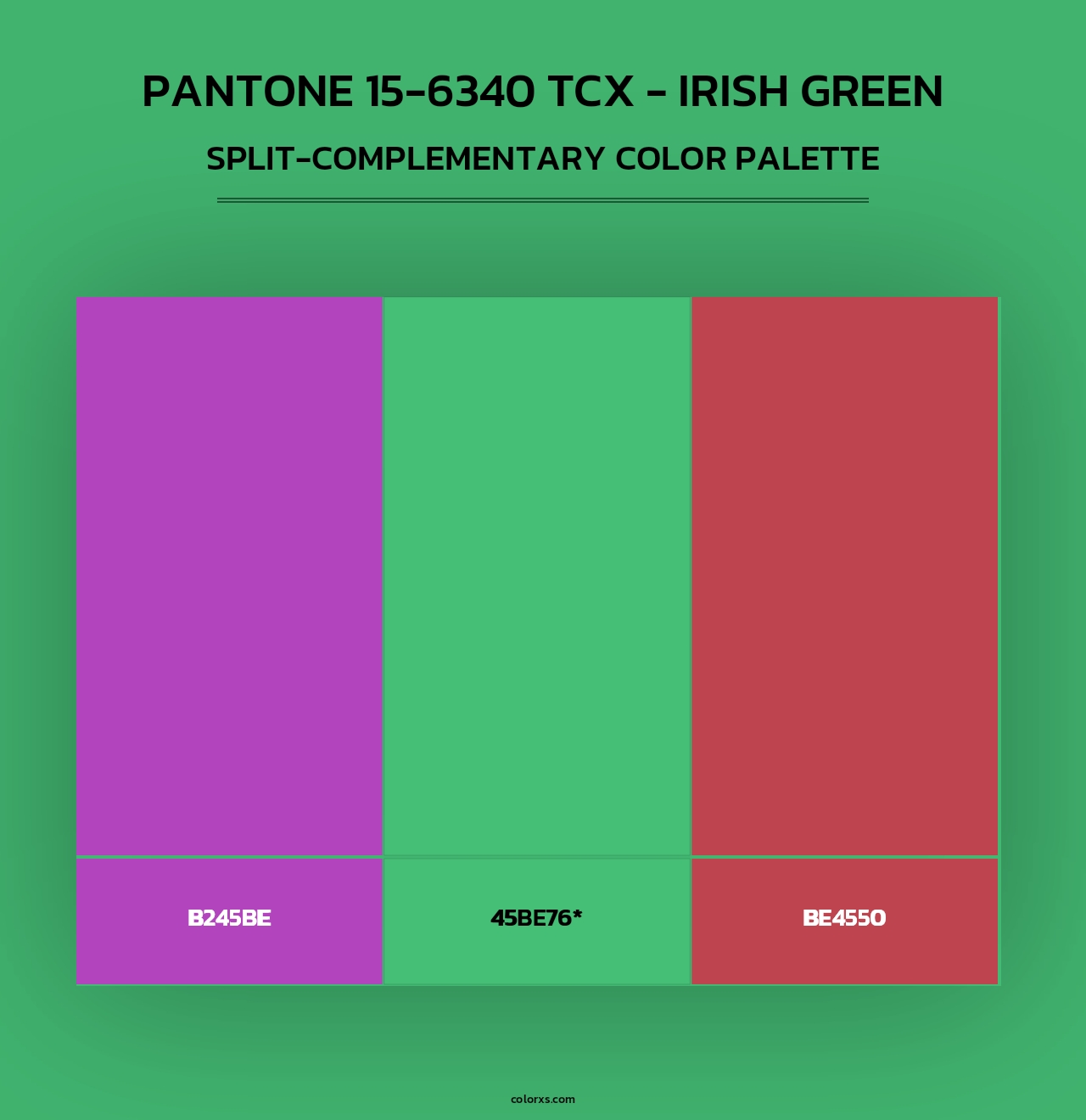 PANTONE 15-6340 TCX - Irish Green - Split-Complementary Color Palette