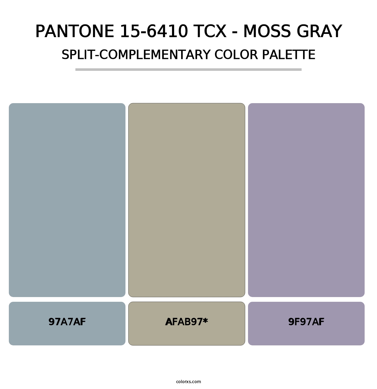 PANTONE 15-6410 TCX - Moss Gray - Split-Complementary Color Palette
