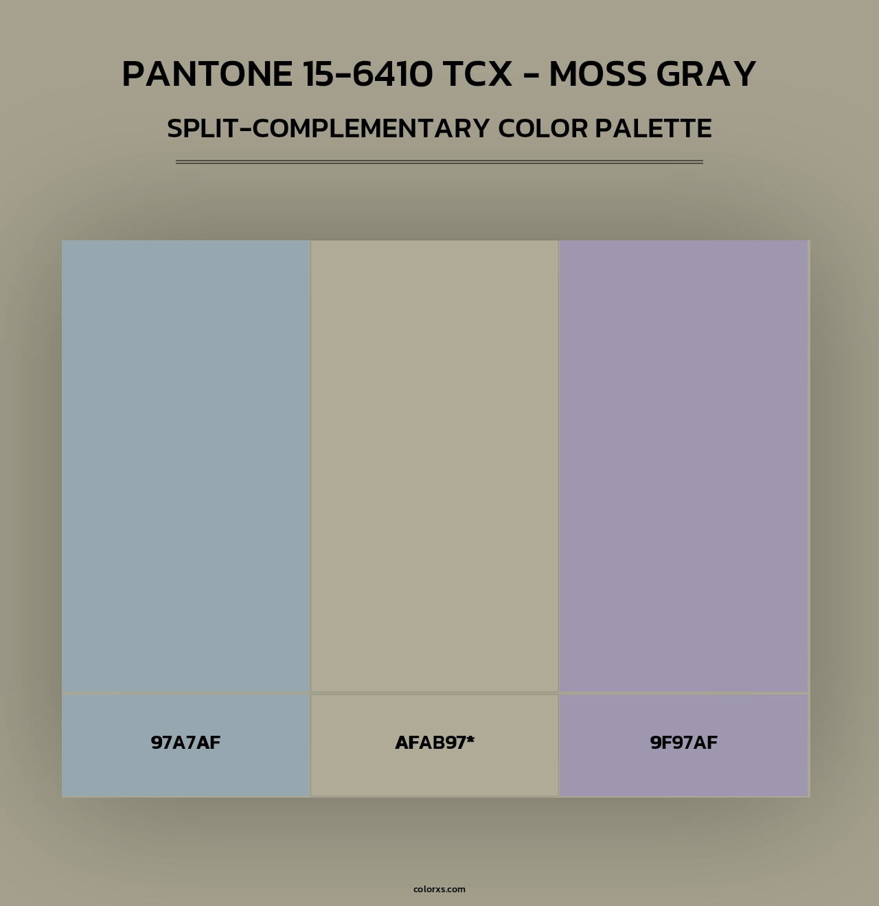 PANTONE 15-6410 TCX - Moss Gray - Split-Complementary Color Palette