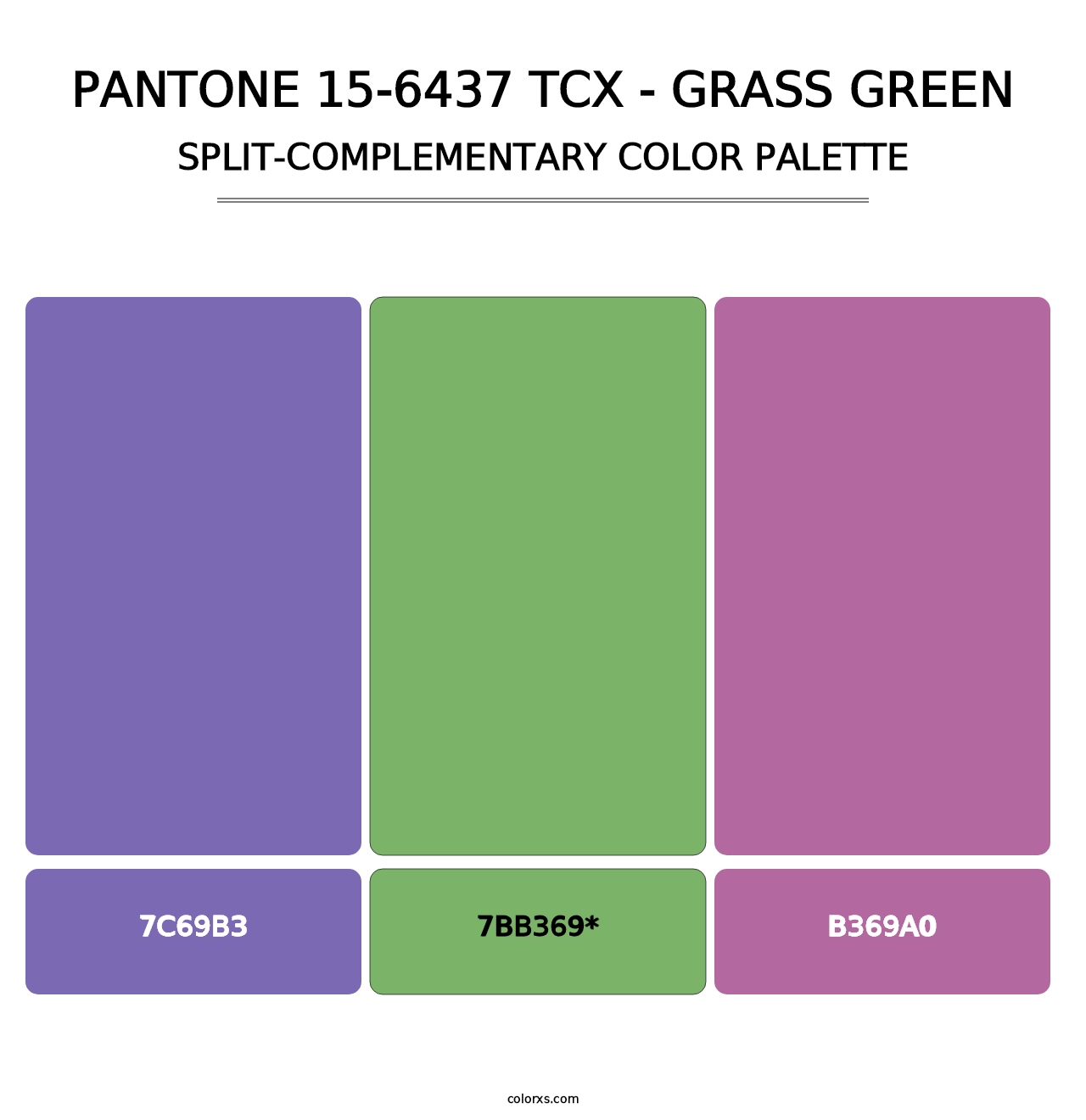 PANTONE 15-6437 TCX - Grass Green - Split-Complementary Color Palette