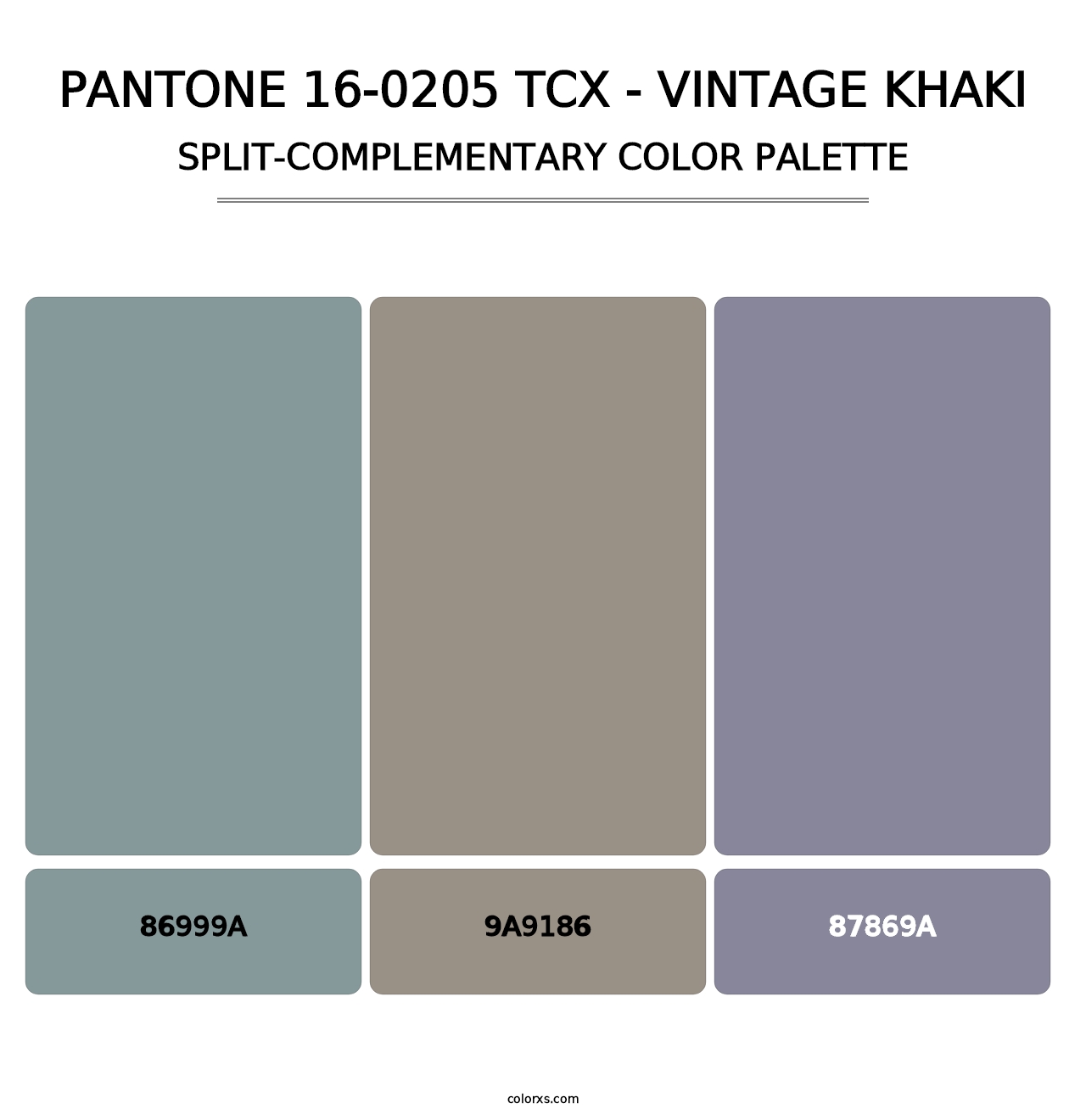 PANTONE 16-0205 TCX - Vintage Khaki - Split-Complementary Color Palette