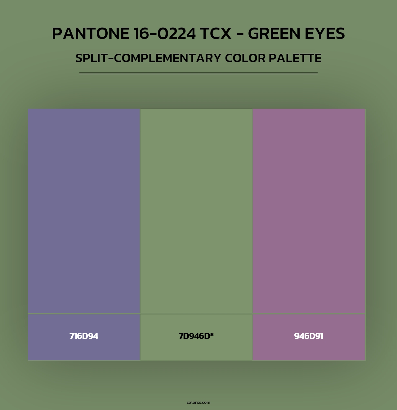 PANTONE 16-0224 TCX - Green Eyes - Split-Complementary Color Palette